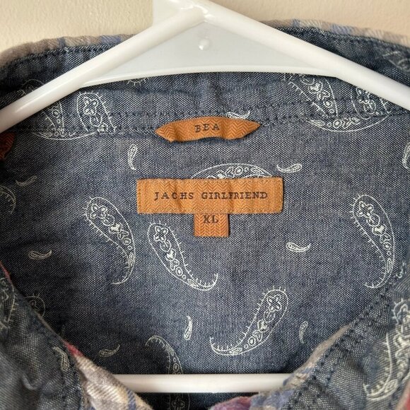 Jachs Girlfriend Gray Pink Button Down Long Sleeve Plaid Flannel Women’s XL - Picture 3 of 7